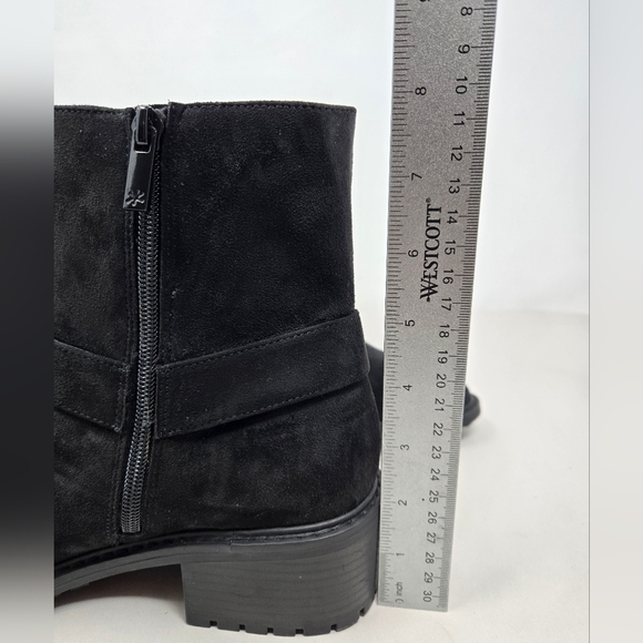 Splendid Samy Women's Boots Sz 8M Black Faux Suede Block Heel Moto Inspired - Picture 8 of 11